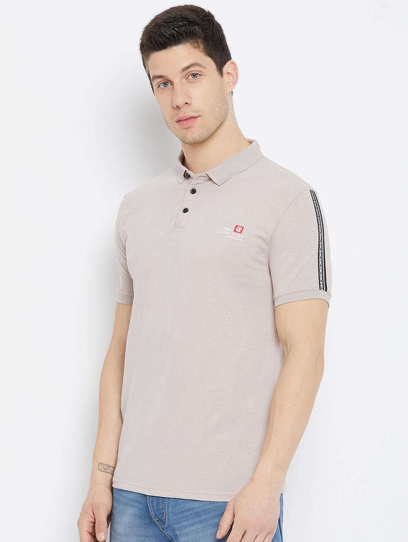 grey taped polo t-shirt - 17912185 - Standard Image - 1