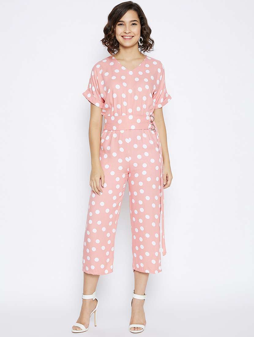 v-neck polka dot  jumpsuit