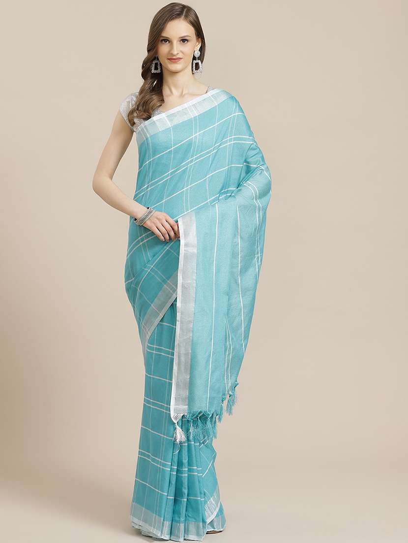 check chanderi saree with blouse