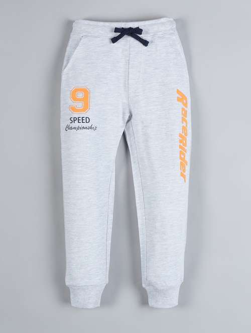 grey typographic printed cotton joggers - 17913987 - Standard Image - 0