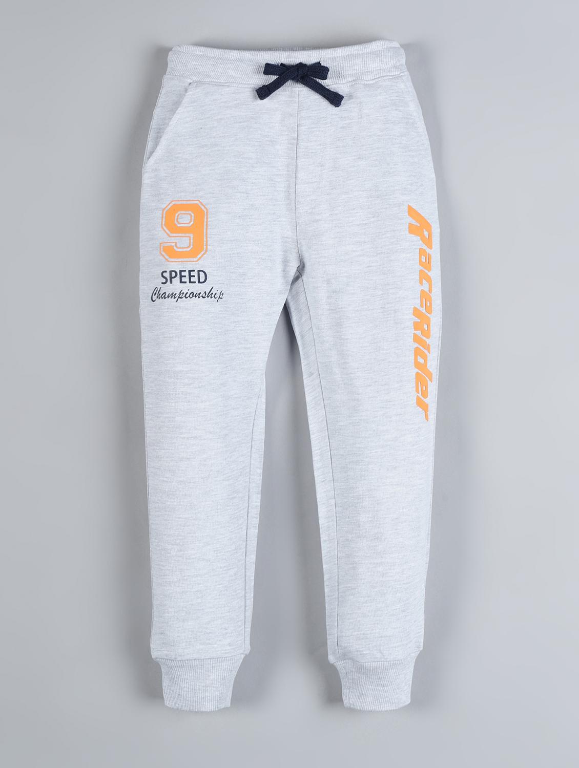 grey typographic printed cotton joggers