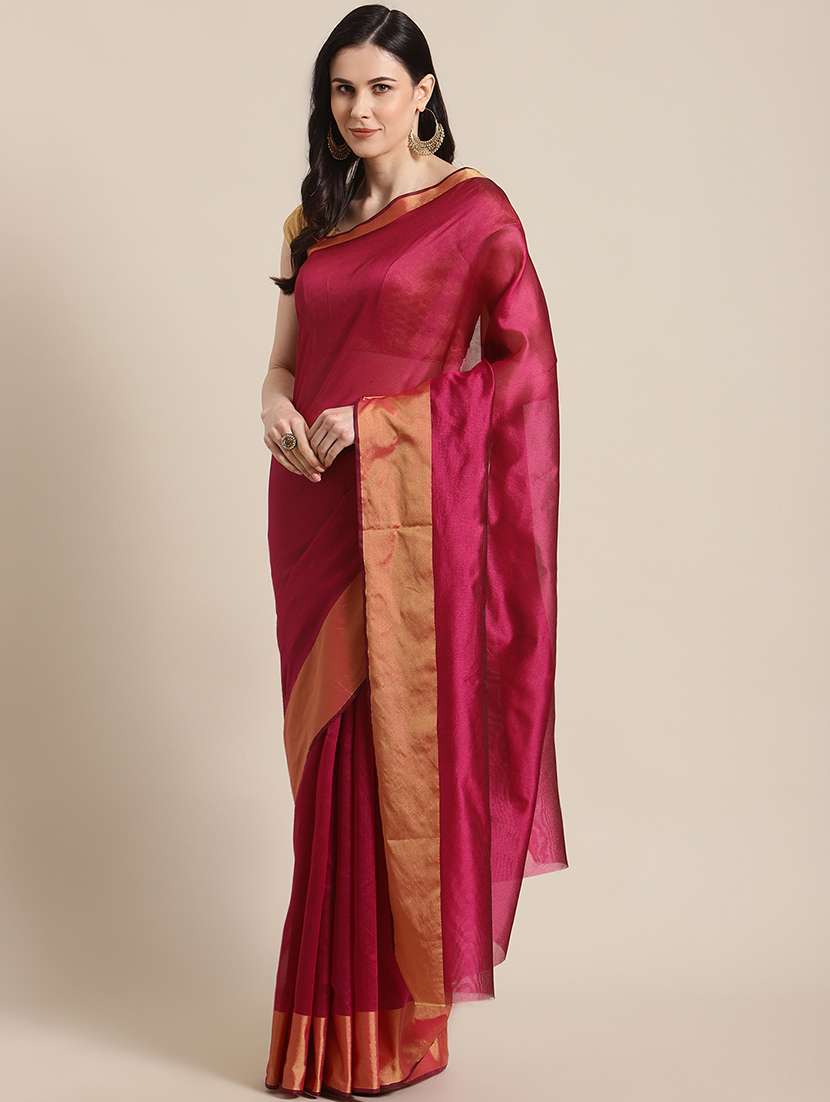 women's bordered pink colored saree