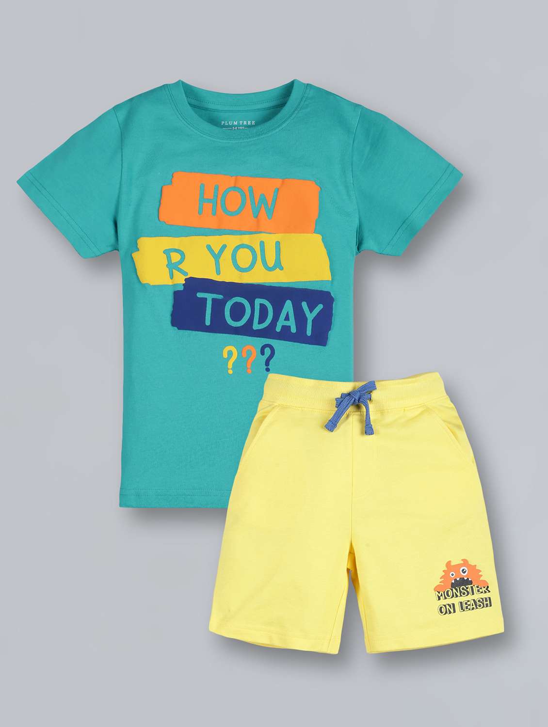 boys typographic printed shorts set