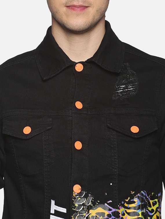 black printed denim jacket - 17915206 - Standard Image - 4
