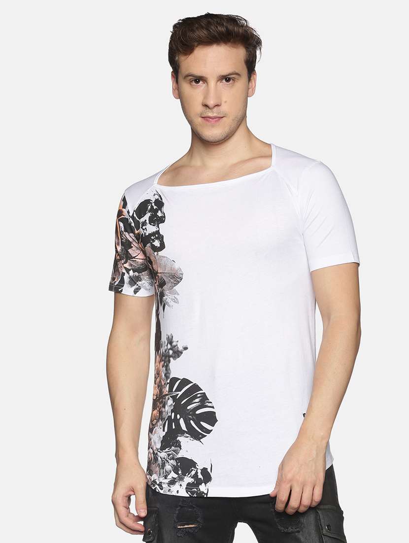 men short sleeved placement print t-shirt