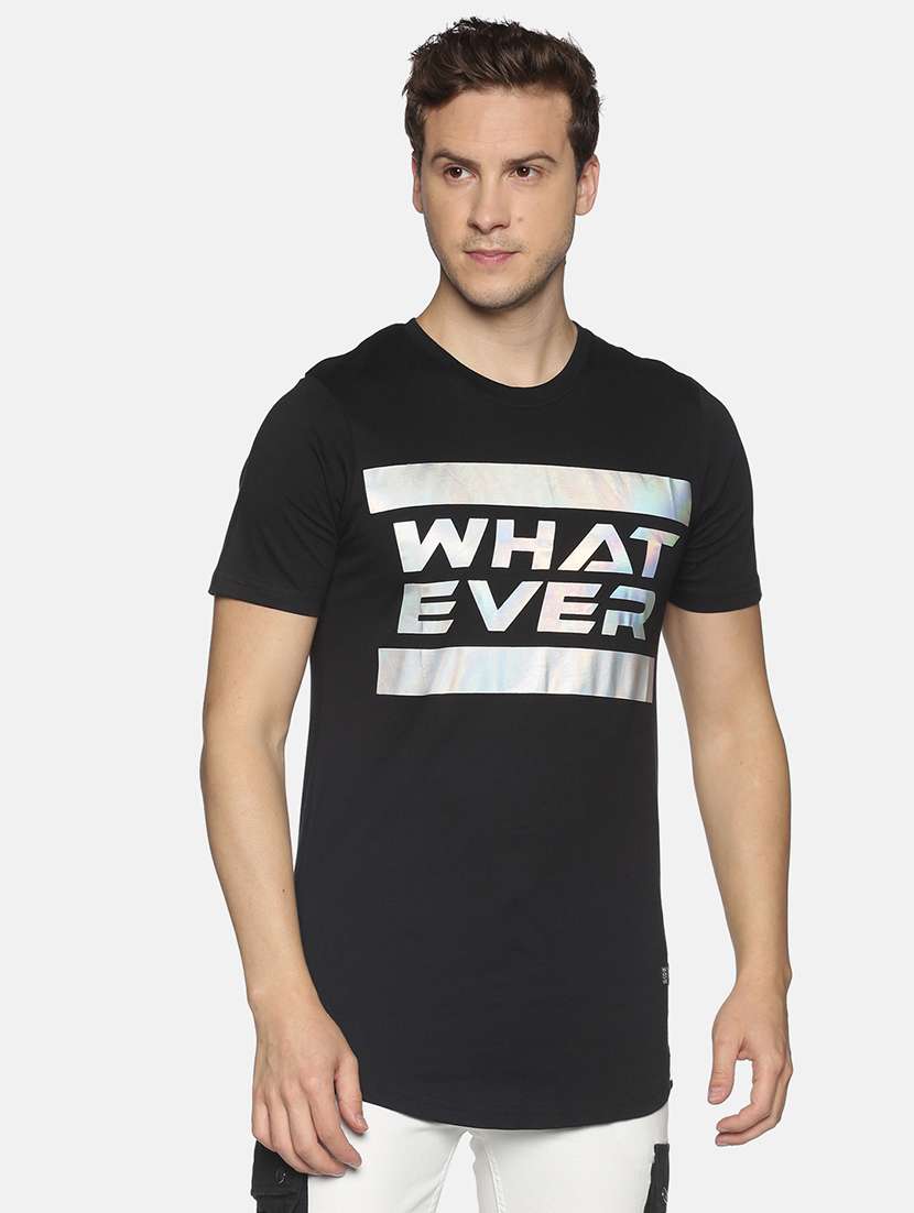 black printed t-shirt