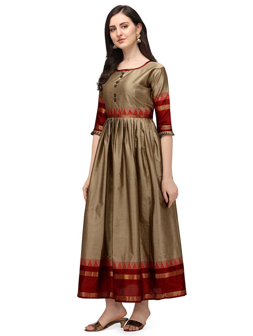 zari work a-line gown - 17916763 - Standard Image - 1