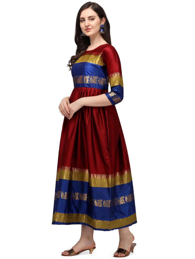 zari work a-line gown - 17916765 - Standard Image - 1
