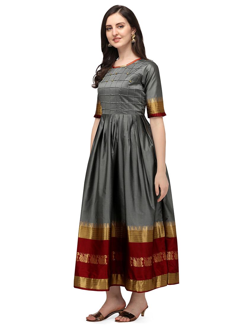 zari work a-line gown - 17916766 -  Standard Image - 1