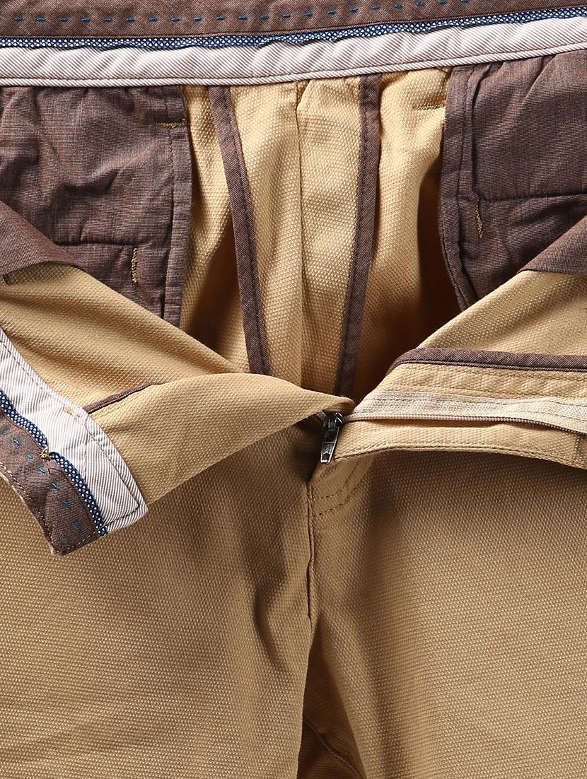 khaki solid flat front casual trouser - 17916916 - Standard Image - 4