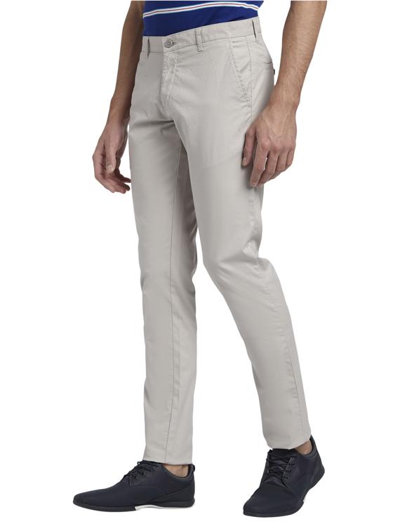 grey textured flat front casual trouser - 17916923 - Standard Image - 1