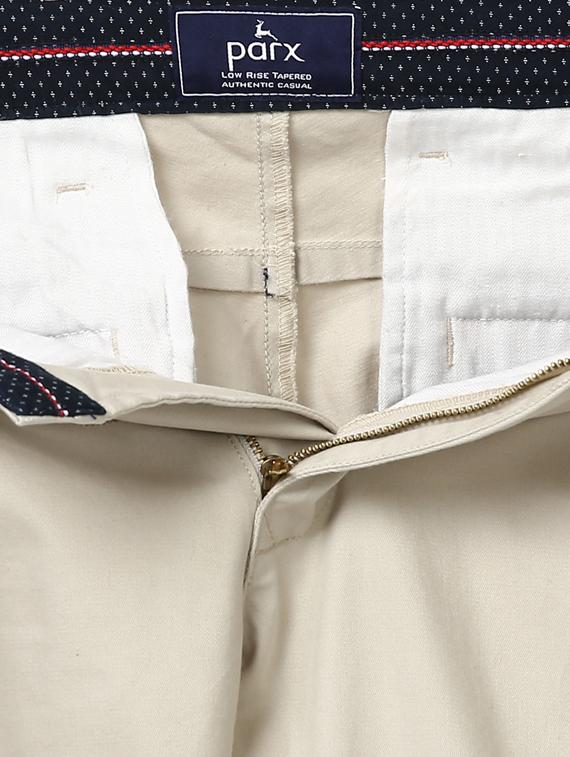 cream solid flat front casual trouser - 17916943 - Standard Image - 4