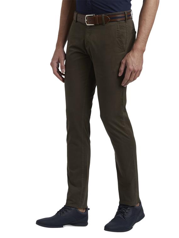 olive green solid flat front casual trouser - 17916953 -  Standard Image - 1