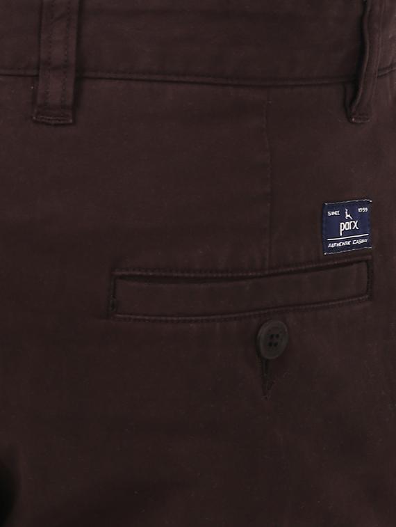 brown solid flat front casual trouser - 17916972 - Standard Image - 4