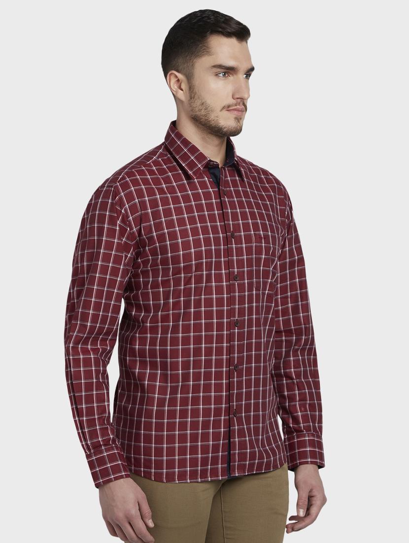 maroon checkered casual shirt - 17917062 - Standard Image - 1