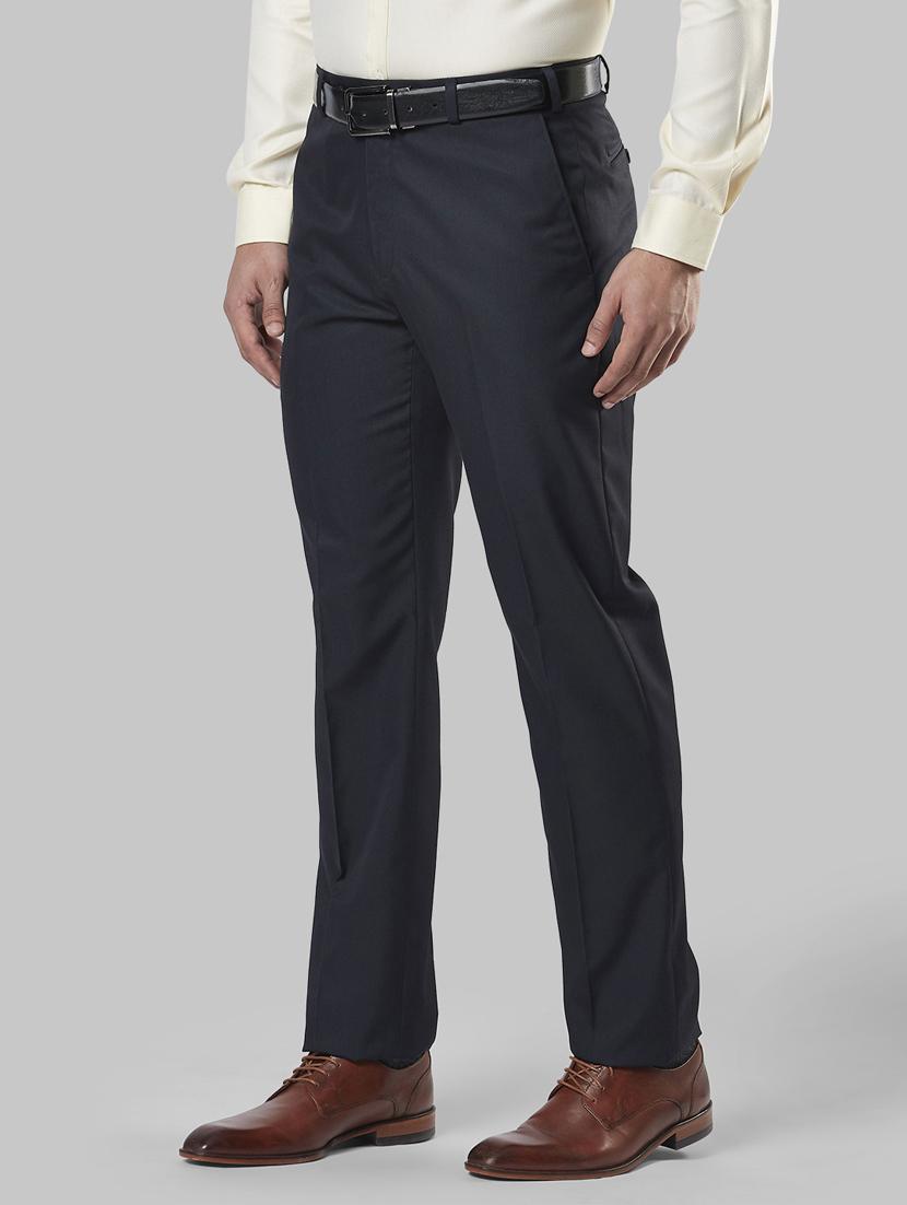 dark blue striped flat front formal trouser - 17917077 -  Standard Image - 1