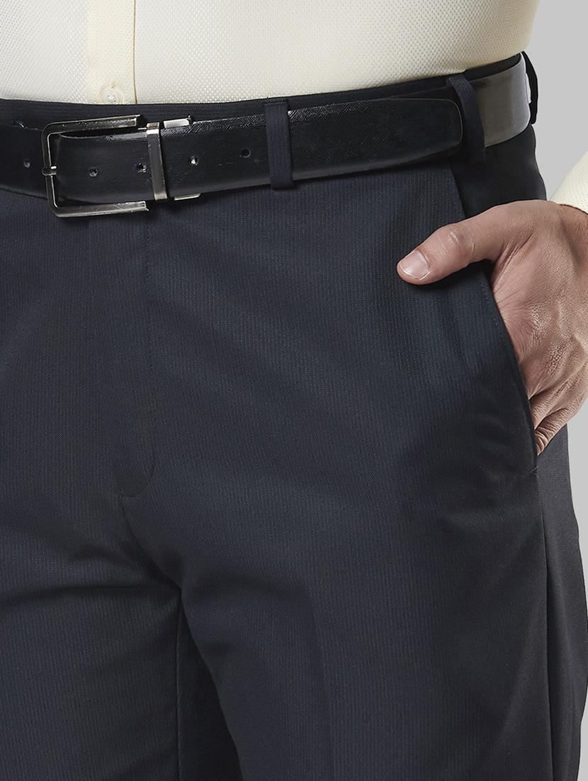 dark blue striped flat front formal trouser - 17917077 - Standard Image - 4