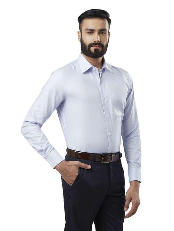 light blue self design formal shirt - 17917109 - Standard Image - 1