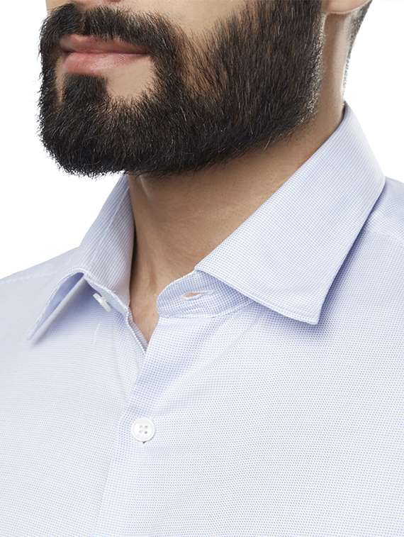 light blue self design formal shirt - 17917109 - Standard Image - 4