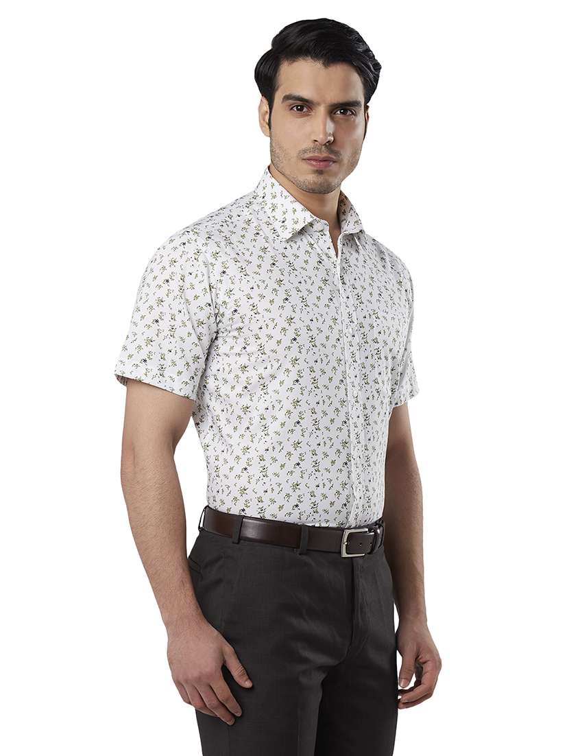 white printed formal shirt - 17917116 -  Standard Image - 1