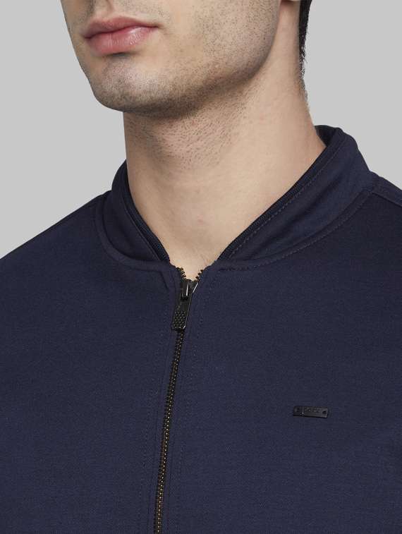 navy blue solid casual jacket - 17917411 - Standard Image - 4