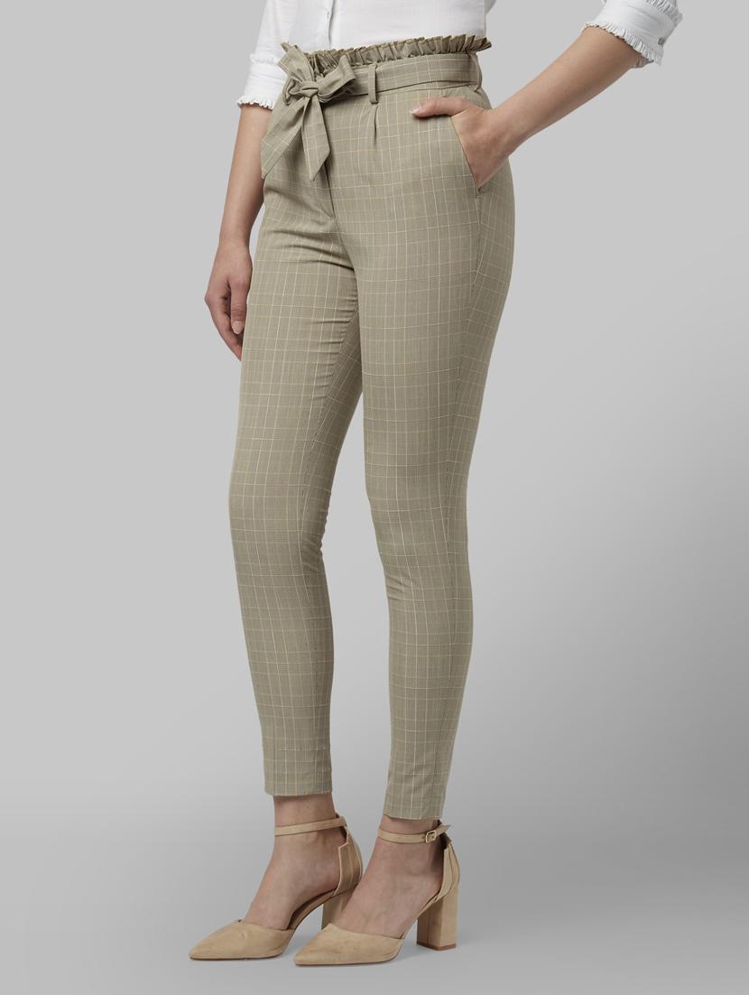 tie front checkered trouser - 17917444 - Standard Image - 1