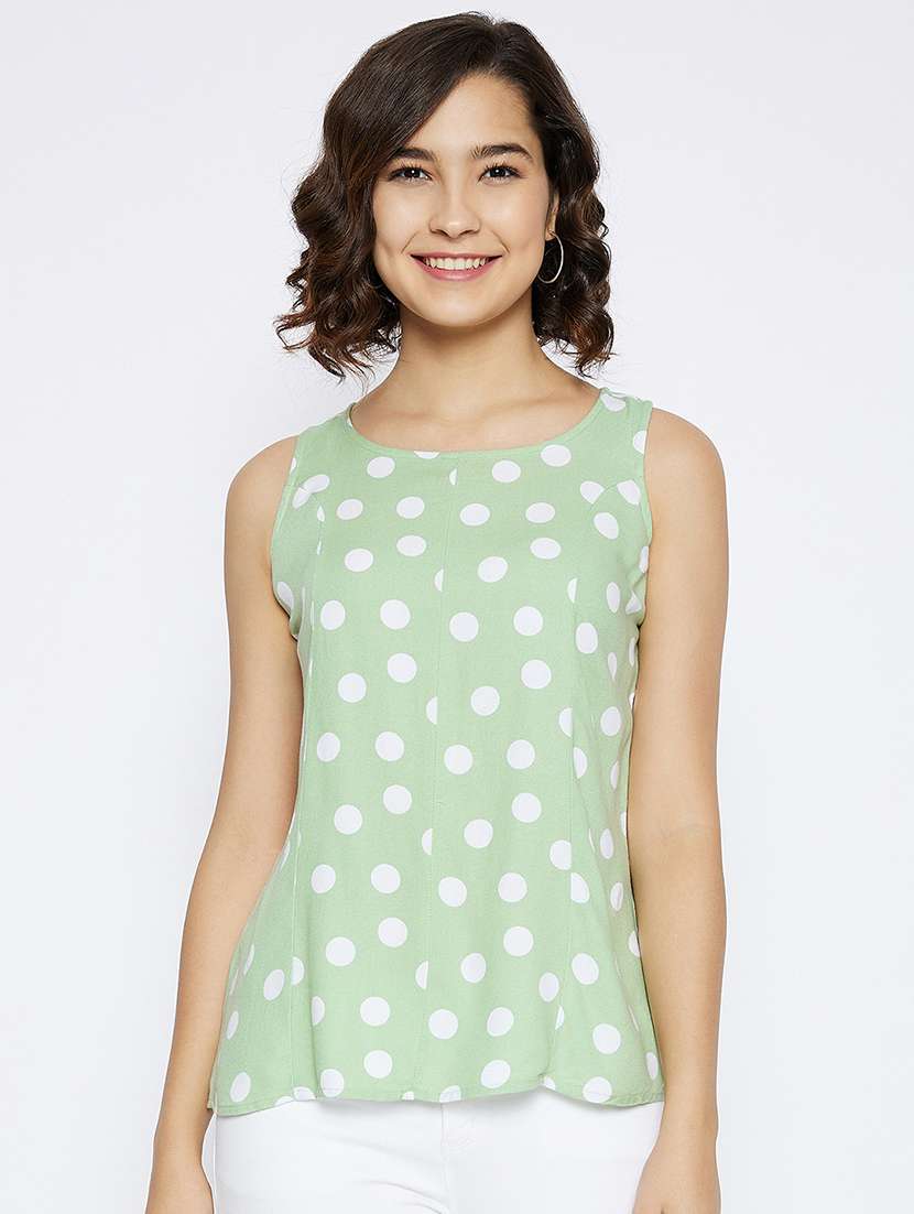 women's polka dots round neck top