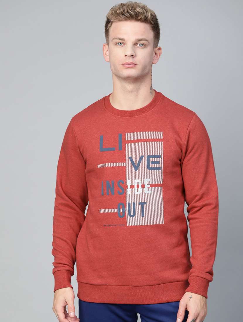red printed sweatshirt