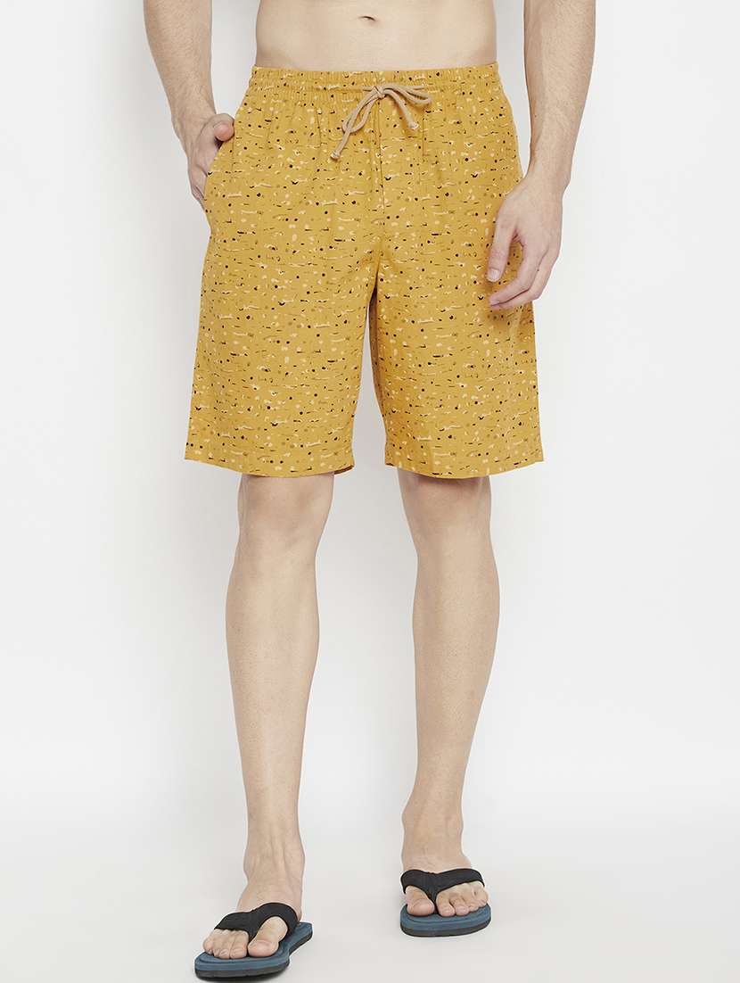 mustard printed bermuda short