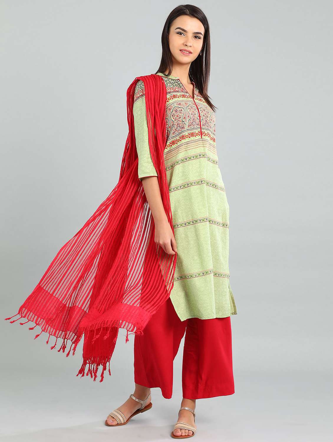 printed straight kurta