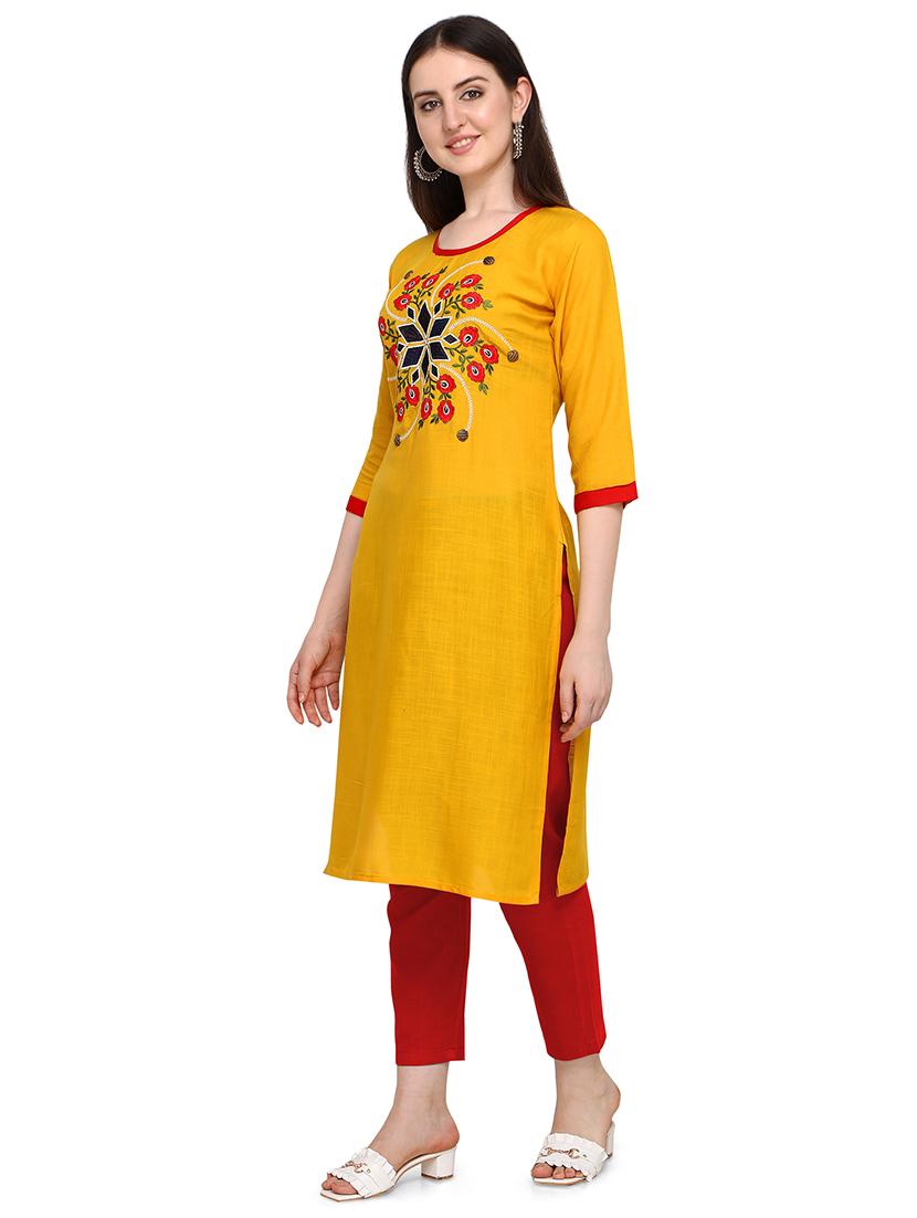 embroidered straight kurta - 17923175 -  Standard Image - 1