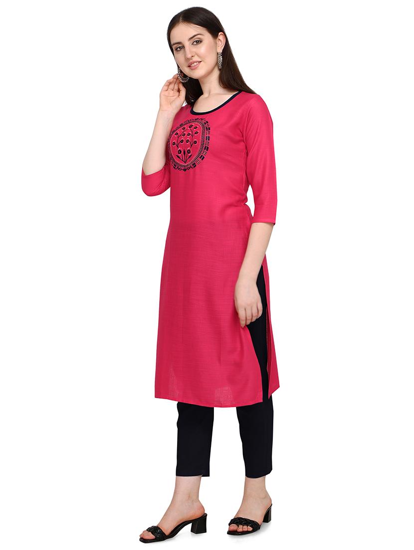 embroidered straight kurta - 17923177 -  Standard Image - 1