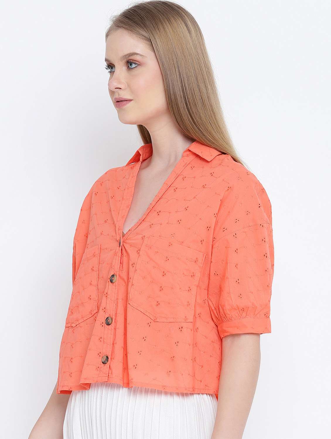 straight hem solid shirt - 17923624 -  Standard Image - 1
