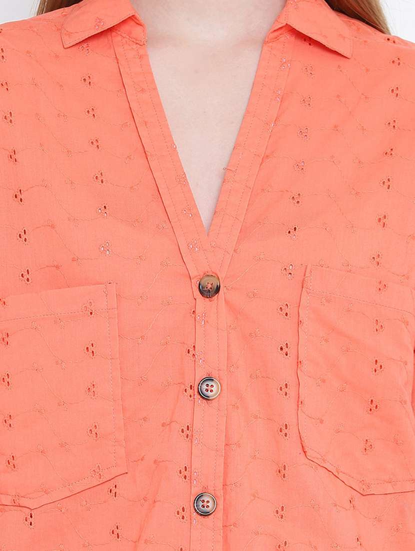 straight hem solid shirt - 17923624 - Standard Image - 4