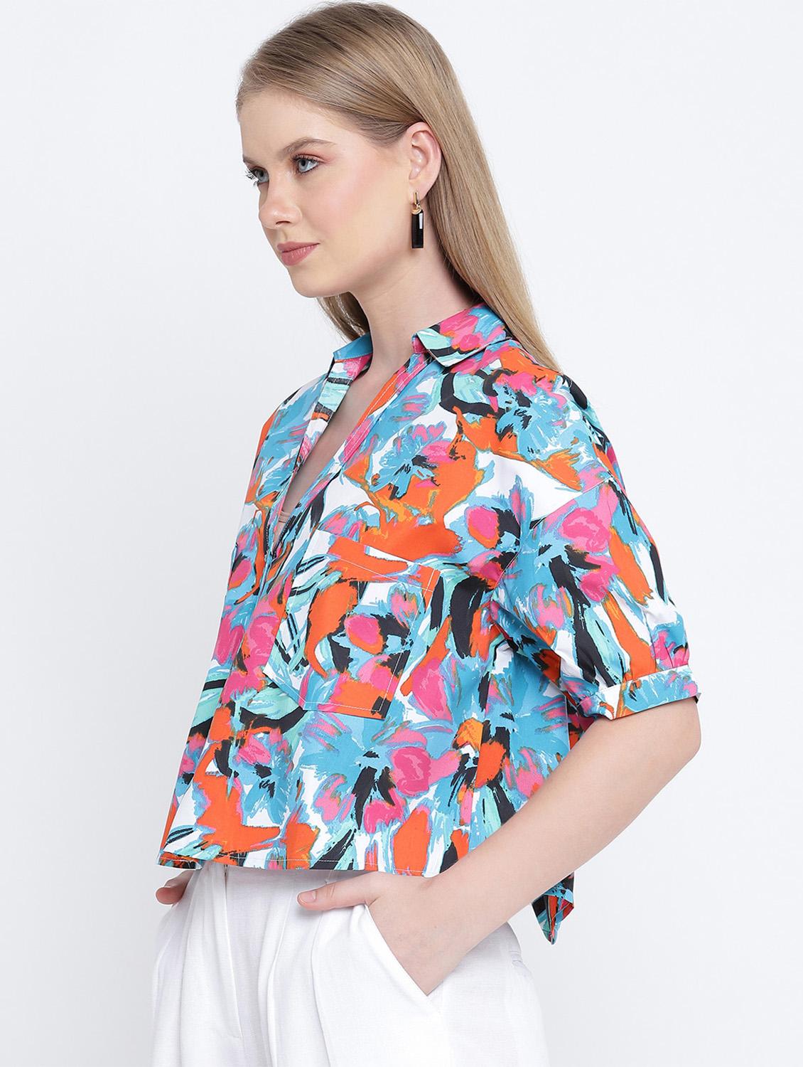straight hem printed shirt - 17923625 - Standard Image - 1