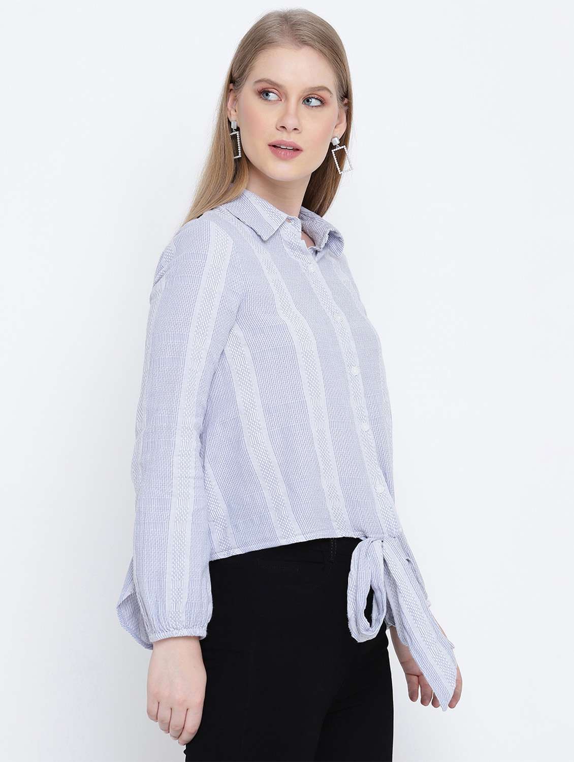 tie front striped shirt  - 17923628 -  Standard Image - 1