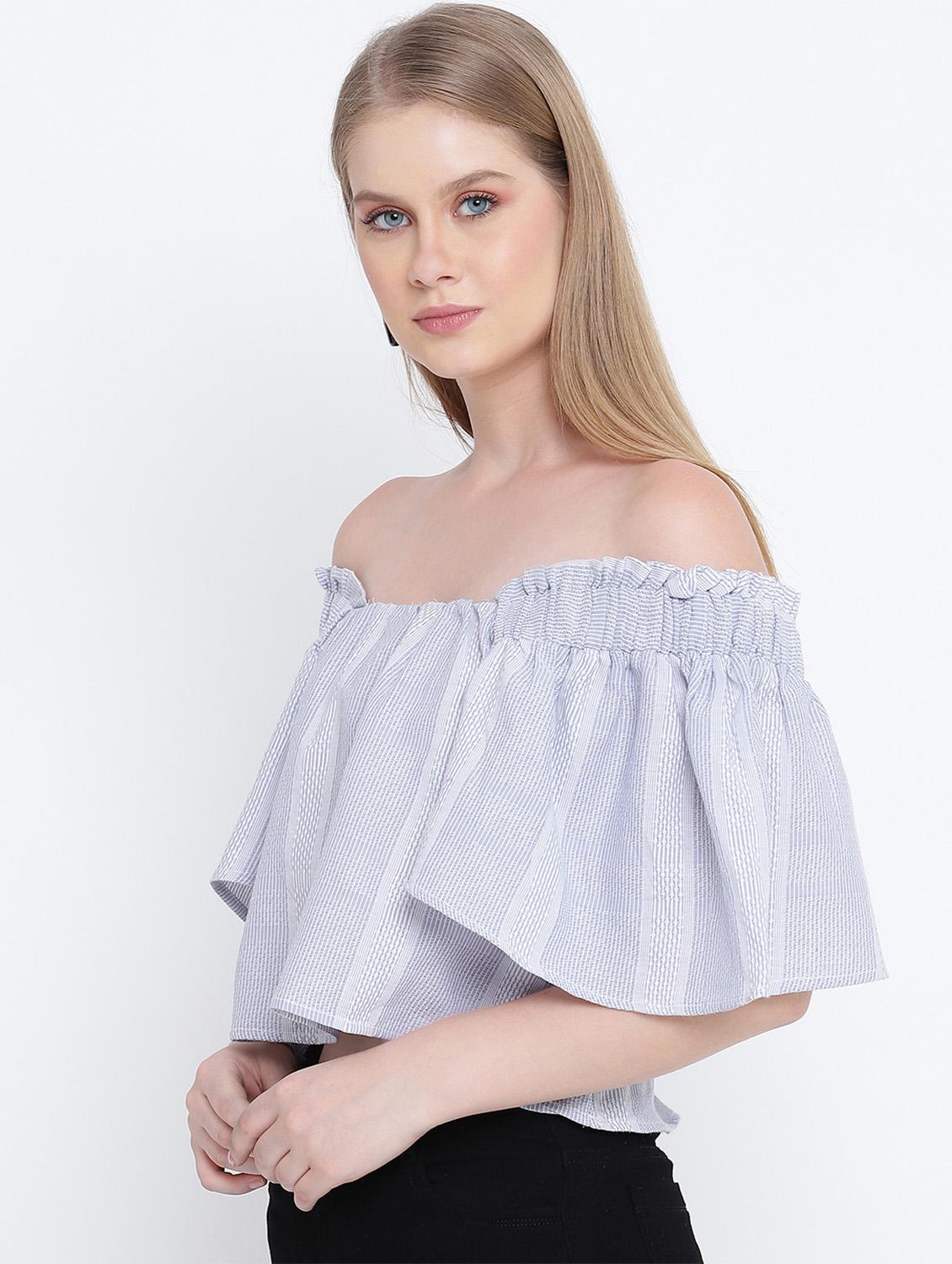 women's crop off shoulder top - 17923634 - Standard Image - 1
