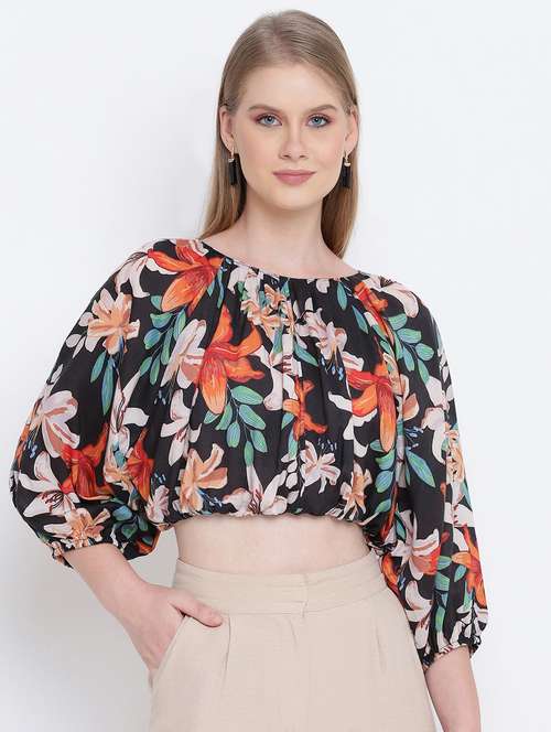 women's crop round neck top - 17923640 -  Standard Image - 0