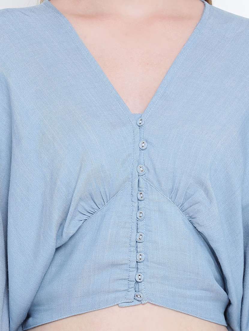 women's crop v neck top - 17923641 - Standard Image - 4