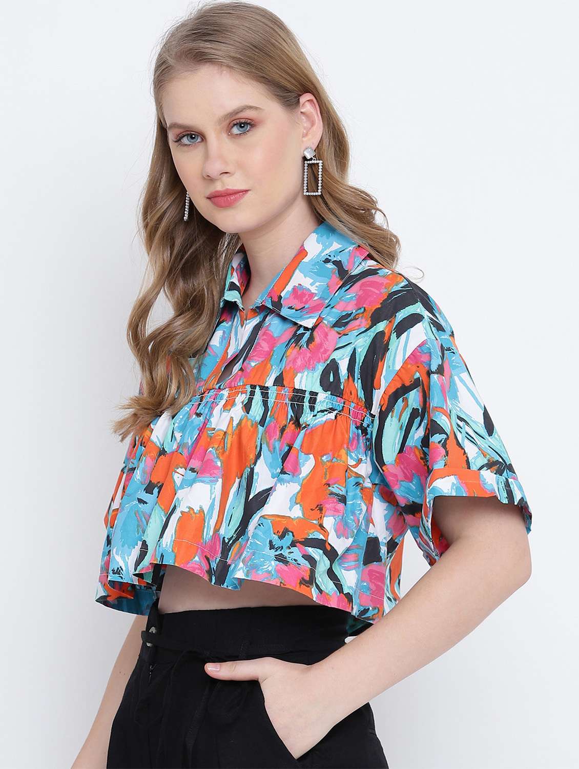 women's crop collared top - 17923646 -  Standard Image - 1