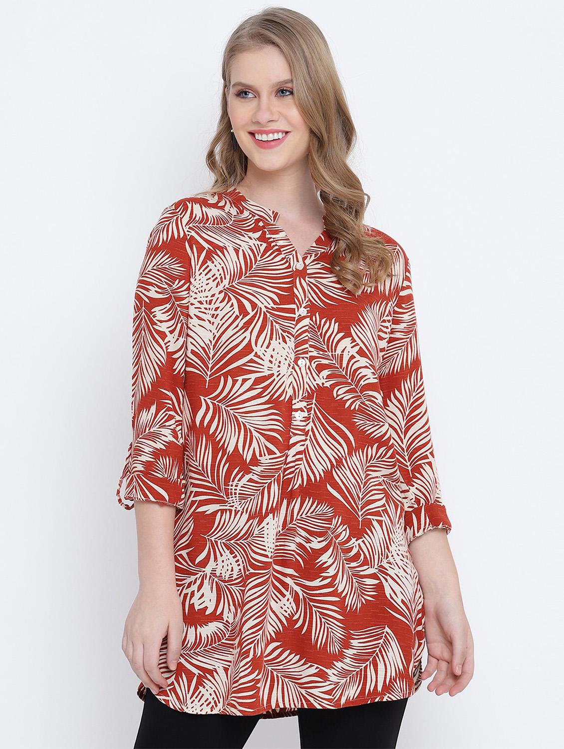 mandarin neck tropical tunic - 17923648 -  Zoom Image - 0