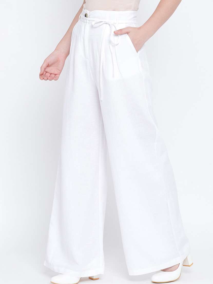 solid white flat front trouser - 17923657 -  Standard Image - 1