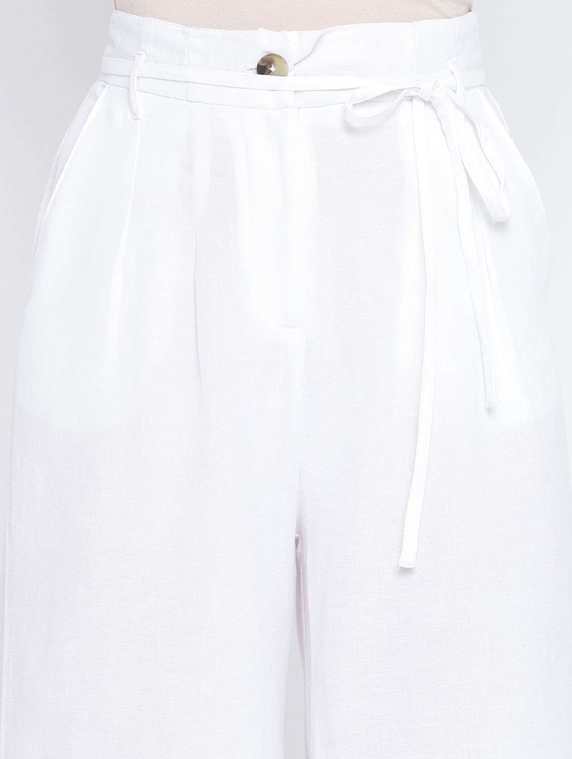 solid white flat front trouser - 17923657 -  Standard Image - 4