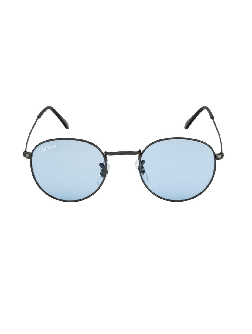 moon by ted smith in gunmetal frame with round candy blue lens sunglass - 17925460 - Zoom Image - 0