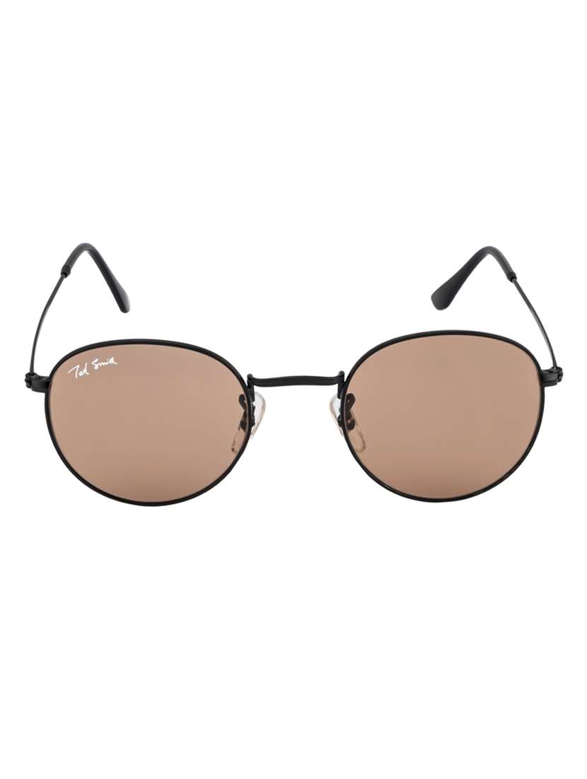 moon by ted smith in black frame with round candy pink lens sunglass