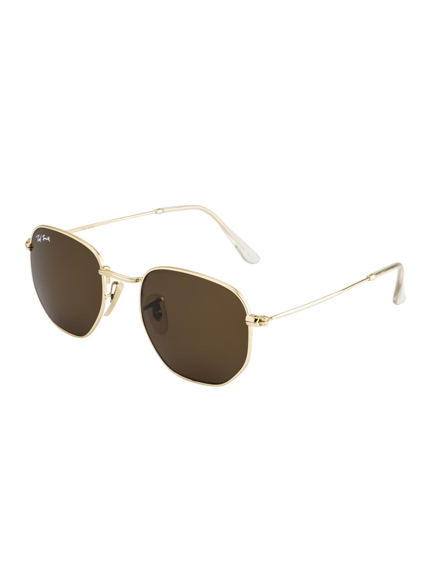hexon by ted smith in gold frame with hexagonal brown lens sunglass - 17925475 - Standard Image - 1