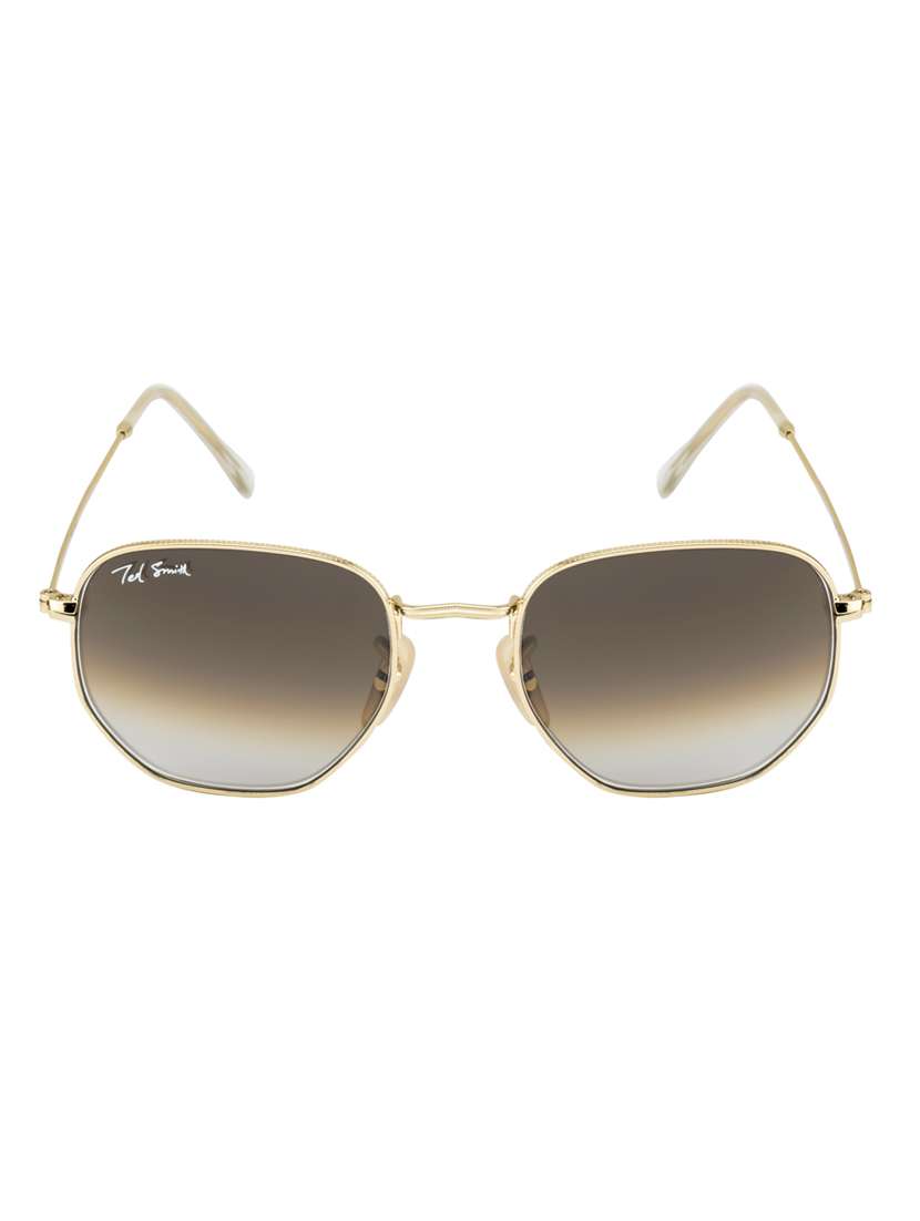hexon by ted smith in gold frame with hexagonal brown graded lens sunglass