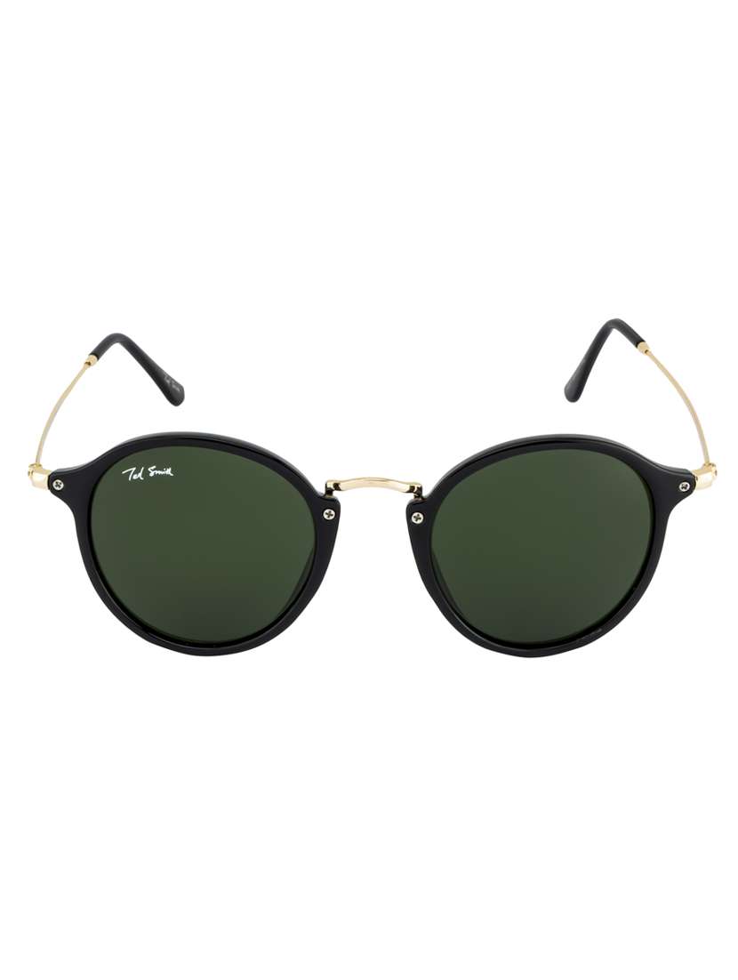 moon-x by ted smith in black frame with round green lens sunglass