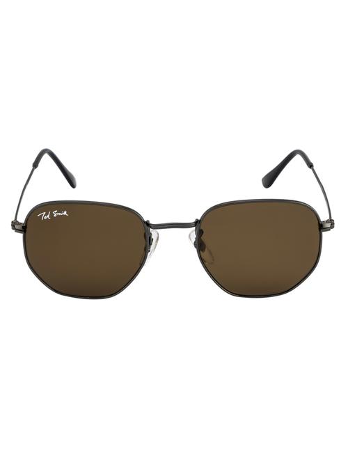 hexon by ted smith in gunmetal frame with hexagonal brown lens sunglass - 17925494 - Standard Image - 0
