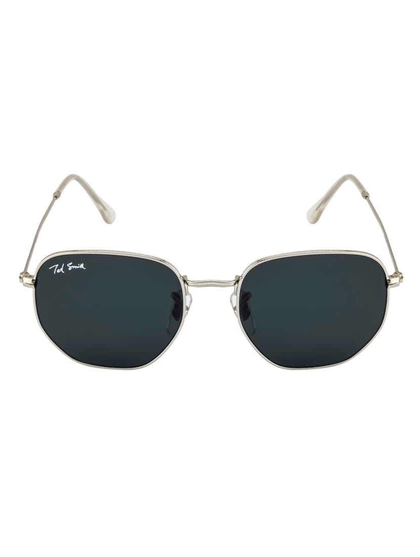 hexon by ted smith in silver frame with hexagonal grey lens sunglass - 17925495 - Zoom Image - 0